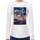 Psychedelic Mushrooms | Super Soft Women T-shirt Long sleeve | Cotton Crew Neck Long sleeve Tees Women