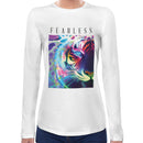 Fearless Neon Tiger | Super Soft Women T-shirt Long sleeve | Cotton Crew Neck Long sleeve Tees Women