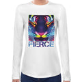 Fierce Neon Tiger | Super Soft Women T-shirt Long sleeve | Cotton Crew Neck Long sleeve Tees Women