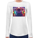 Neon Mandala Pug Women Long Sleeves T-shirt