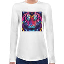 Tiger Neon Psychedelic Women Long Sleeves T-shirt