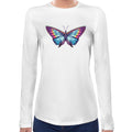 Neon Butterfly | Super Soft Women T-shirt Long sleeve | Cotton Crew Neck Long sleeve Tees Women