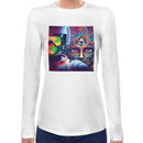 Astronaut Psychedelic | Super Soft Women T-shirt Long sleeve | Cotton Crew Neck Long sleeve Tees Women
