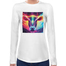 Neon Rainbow Cow Women Long Sleeves T-shirt