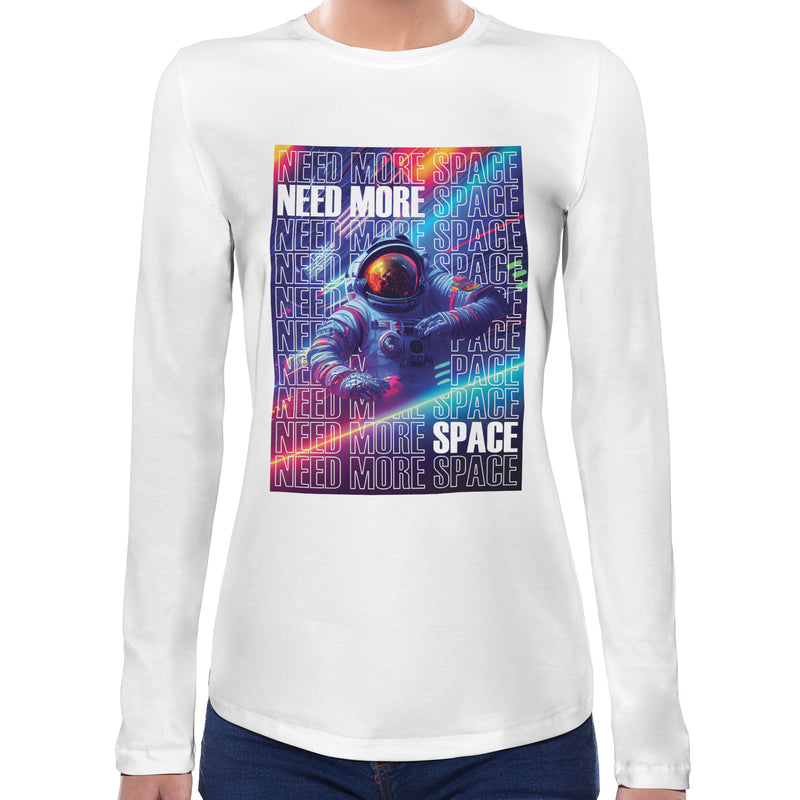 Astronaut Psychedelic | Super Soft Women T-shirt Long sleeve | Cotton Crew Neck Long sleeve Tees Women