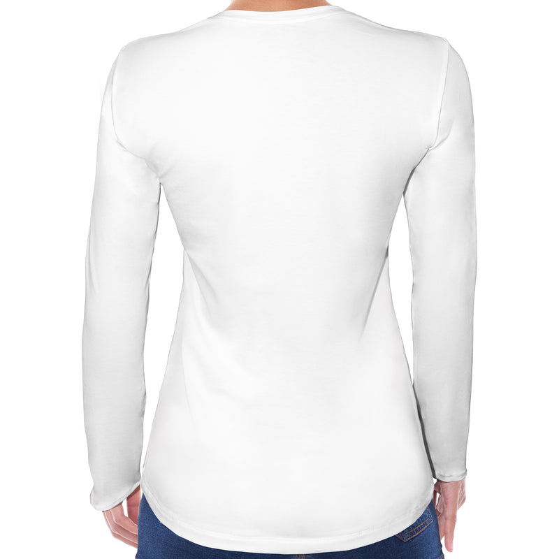 Neon Mandala Pug | Super Soft Women T-shirt Long sleeve | Cotton Crew Neck Long sleeve Tees Women