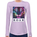 Roar Neon Tiger | Super Soft Women T-shirt Long sleeve | Cotton Crew Neck Long sleeve Tees Women