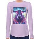 Neon Cow | Super Soft Women T-shirt Long sleeve | Cotton Crew Neck Long sleeve Tees Women