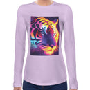Tiger Neon Psychedelic Women Long Sleeves T-shirt