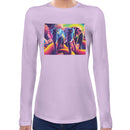 Elephant Neon Women Long Sleeves T-shirt