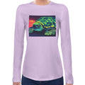 Trippy Neon Turtle | Super Soft Women T-shirt Long sleeve | Cotton Crew Neck Long sleeve Tees Women