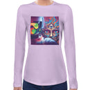 Astronaut Psychedelic | Super Soft Women T-shirt Long sleeve | Cotton Crew Neck Long sleeve Tees Women
