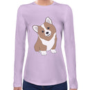 Cute Corgi | Super Soft Women T-shirt Long sleeve | Cotton Crew Neck Long sleeve Tees Women