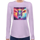 Neon Rainbow Cow Women Long Sleeves T-shirt