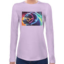Neon Party Bear | Super Soft Women T-shirt Long sleeve | Cotton Crew Neck Long sleeve Tees Women