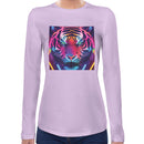 Tiger Neon Psychedelic Women Long Sleeves T-shirt