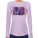 Neon Cheetah | Super Soft Women T-shirt Long sleeve | Cotton Crew Neck Long sleeve Tees Women