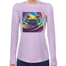Frog Neon Psychedelic Toad Acid Poison Dart Frog | Super Soft Women T-shirt Long sleeve | Cotton Crew Neck Long sleeve Tees Women
