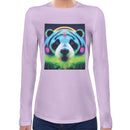 Neon Cute Panda Women Long Sleeves T-shirt