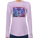 Bear Neon Rave | Super Soft Women T-shirt Long sleeve | Cotton Crew Neck Long sleeve Tees Women