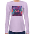 Neon Owl | Super Soft Women T-shirt Long sleeve | Cotton Crew Neck Long sleeve Tees Women