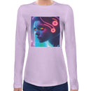 Raver Neon Girl | Super Soft Women T-shirt Long sleeve | Cotton Crew Neck Long sleeve Tees Women