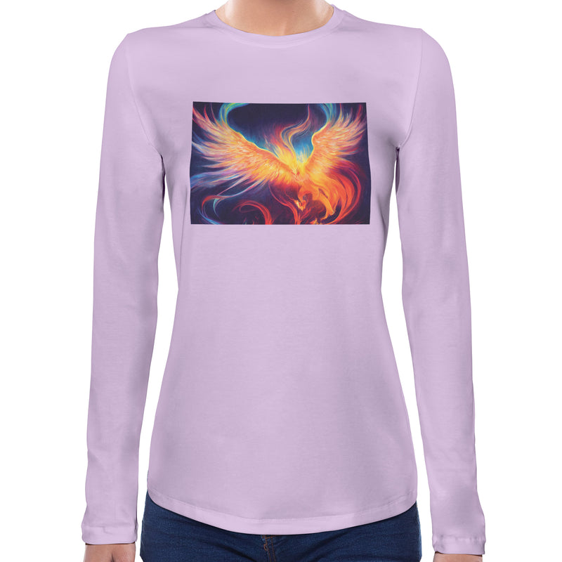 Cosmic Phoenix | Super Soft Women T-shirt Long sleeve | Cotton Crew Neck Long sleeve Tees Women