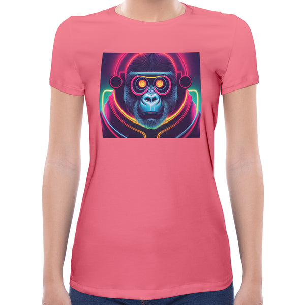 Neon Gorilla | Super Soft Women T-shirt Short sleeve | Cotton Crew Neck Short sleeve Tees Women