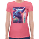 Neon Space Llama Women Short Sleeves T-shirt