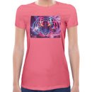 Tiger Neon Psychedelic Women Short Sleeves T-shirt