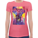 Elephant Rainbow Neon Women Short Sleeves T-shirt