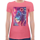 Neon Rave Lion Women Short Sleeves T-shirt