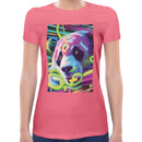 Neon Rave Panda Women Short Sleeves T-shirt
