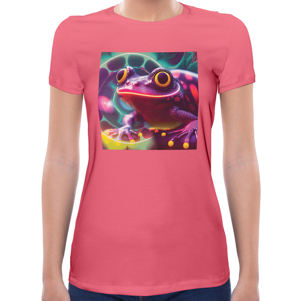 Frog Neon Psychedelic Toad Acid Poison Dart Frog | Super Soft Women T-shirt Short sleeve | Cotton Crew Neck Short sleeve Tees Women
