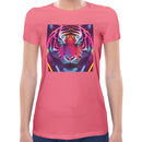 Tiger Neon Psychedelic Women Short Sleeves T-shirt