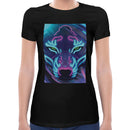 Neon Wolf | Super Soft Women T-shirt Short sleeve | Cotton Crew Neck Short sleeve Tees Women