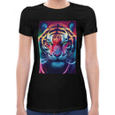 Neon Rave Tiger Women Short Sleeves T-shirt
