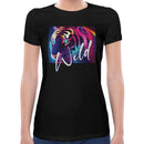 Tiger Neon Psychedelic Women Short Sleeves T-shirt