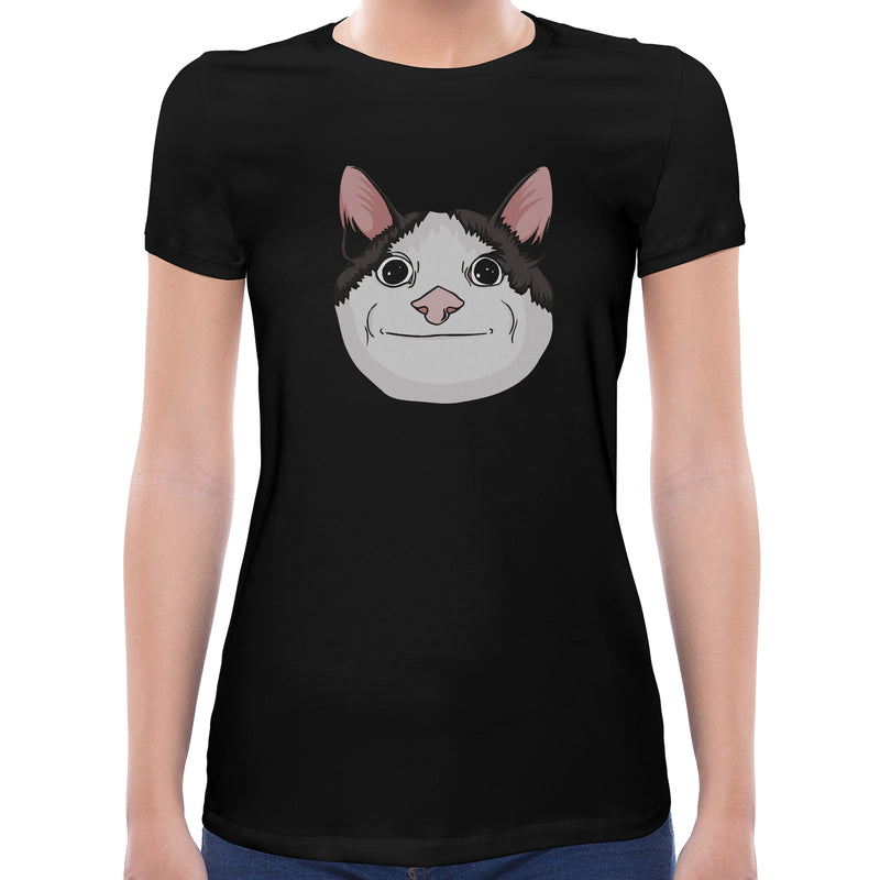 Awkward Cat Smile Meme | Super Soft Women T-shirt Short sleeve | Cotton Crew Neck Short sleeve Tees Women