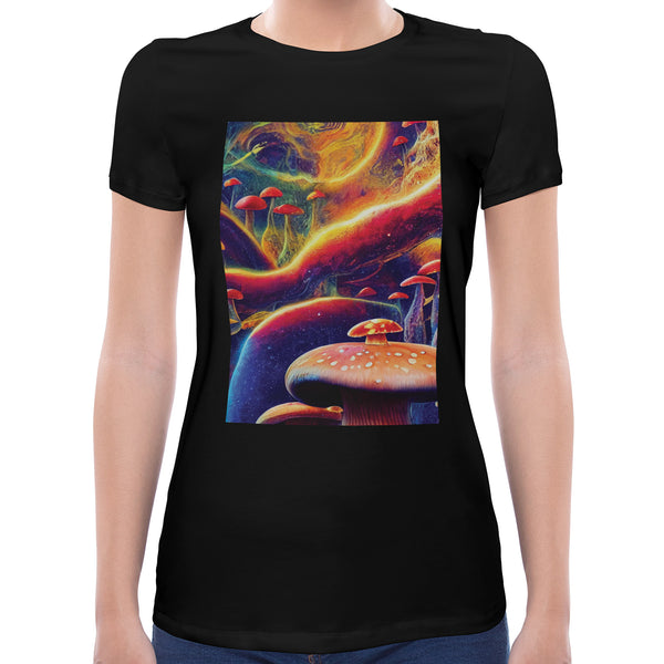 Psychedelic Trippy Mushrooms | Super Soft Women T-shirt Short sleeve | Cotton Crew Neck Short sleeve Tees Women