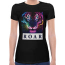 Roar Neon Tiger | Super Soft Women T-shirt Short sleeve | Cotton Crew Neck Short sleeve Tees Women