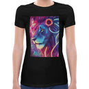 Neon Rave Lion | Super Soft Women T-shirt Short sleeve | Cotton Crew Neck Short sleeve Tees Women