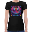 Tiger Neon Psychedelic | Super Soft Women T-shirt Short sleeve | Cotton Crew Neck Short sleeve Tees Women