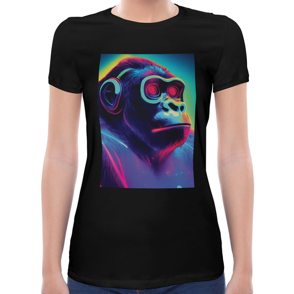 Neon Rave Gorilla | Super Soft Women T-shirt Short sleeve | Cotton Crew Neck Short sleeve Tees Women