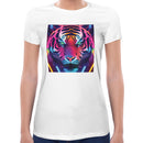 Tiger Neon Psychedelic Women Short Sleeves T-shirt