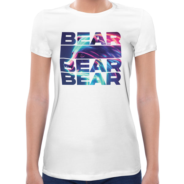 Bear Neon Rave | Super Soft Women T-shirt Short sleeve | Cotton Crew Neck Short sleeve Tees Women