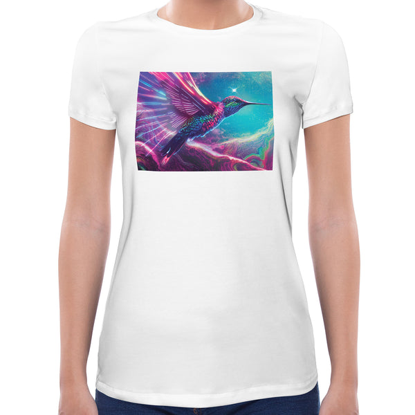Neon Hummingbird | Super Soft Women T-shirt Short sleeve | Cotton Crew Neck Short sleeve Tees Women