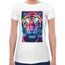 Neon Rave Tiger | Super Soft Women T-shirt Short sleeve | Cotton Crew Neck Short sleeve Tees Women