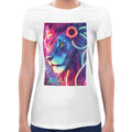 Neon Rave Lion | Super Soft Women T-shirt Short sleeve | Cotton Crew Neck Short sleeve Tees Women