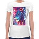Neon Rave Lion Women Short Sleeves T-shirt